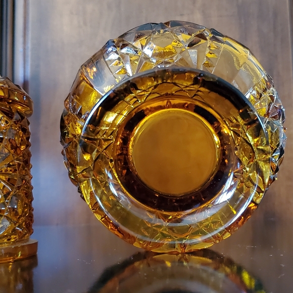 XL 6.5" Amber Glass "Stars and Bars" Fairy Lamp by Anchor Hocking - Picture 5 of 15